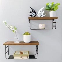 Set Of 2 Black Metal Wall Floating Shelves With 2 Tiers For The Bedroom, Living - £31.93 GBP