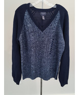 Chaps Classic Long Sleeve V-neck Sweater Extra Large Blue Knit Pullover ... - $14.96