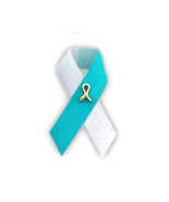 Teal &amp; White Cancer Awareness Ribbon Pin - $20.97 CAD