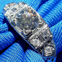 Earth mined Diamond Art Deco 1920s Engagement Ring Antique Platinum Solitaire - $4,460.25