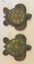 2 Raku Art Pottery Ben Diller Sea Turtles Handcrafted Signed Coaster Lave Stone - $28.85