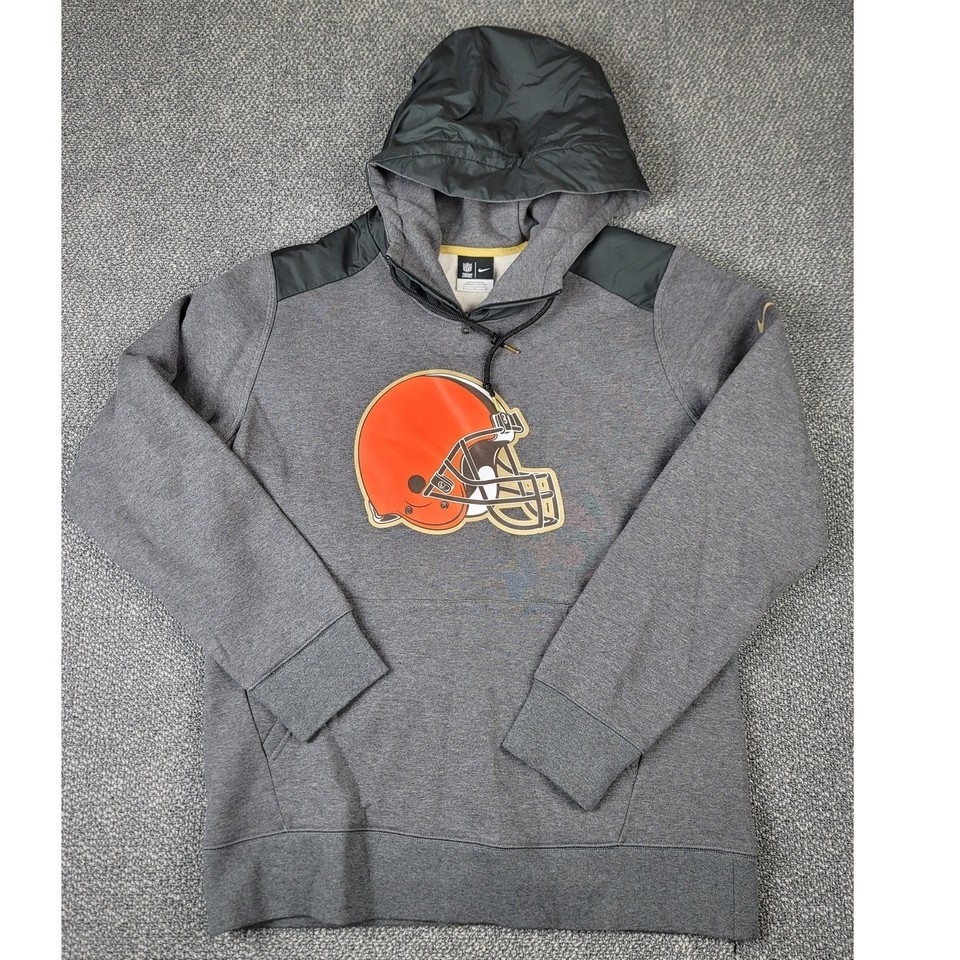 Cleveland Browns Hoodie Men;s Large Gray Pullover NFL Football Nike Swea... - $38.95