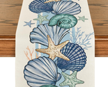 Sea Shell Starfish Summer Table Runner,Spring Ocean Kitchen Dining Table... - $21.51