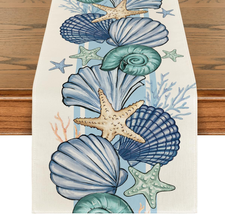 Sea Shell Starfish Summer Table Runner,Spring Ocean Kitchen Dining Table Decorat - £16.92 GBP