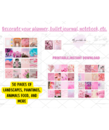 Mini book Pink,50 mini sheets,landscapes,artistic paintings,printable st... - £1.57 GBP