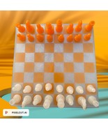 Chess Set | Orange | Silvery White | Resin Chess Set | Board Game | Chec... - $75.00