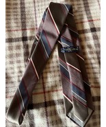 Vintage 70&#39;s style Johnny Carson Striped Tie Polyester Brown Necktie - $13.54 CAD