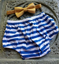 Baby Boys Birthday Outfit Set Cake Smash Party Bloomers+Bowtie Gold Royal blue - £8.26 GBP