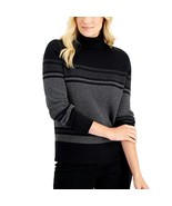 Karen Scott Womens XXL Deep Black Stripe Turtleneck Long Sleeve Sweater ... - $32.42 CAD