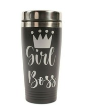 Custom Personalized 16 oz Insulated Double Wall Stainless Travel Cup Mug Black - £14.17 GBP