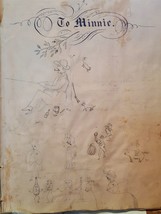 1859 Antique Minnie C Hawkins Scrapbook Album Fraktur Poems Autograph Sketch Art - £70.56 GBP