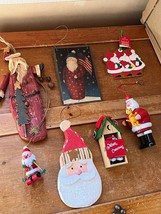 Lot of Kurt S. Adler Outhouse Painted Wood Santa Claus Head Christmas Tree Ornam - $14.89