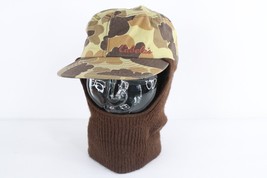 Vintage 80s Cabelas Spell Out Waterproof Camouflage Winter Hat Hood Large USA - £69.62 GBP