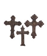 Set Of 2 Cross Resin Wall Hanging Cross 12&quot;X9” Gothic Celtic Medieval Br... - $36.50
