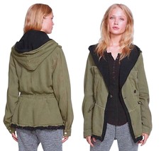 $168 Free People Hooded Slouchy Jacket X Small 2 Fleece Interior Drawcor... - $75.54