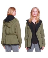 $168 Free People Hooded Slouchy Jacket X Small 2 Fleece Interior Drawcor... - $102.60 CAD
