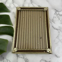 Vintage 80s Brass Metal Picture Frame Faux Wood Trim Home Decor 5x7 Fili... - $19.79