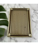 Vintage 80s Brass Metal Picture Frame Faux Wood Trim Home Decor 5x7 Fili... - $19.79