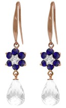 Galaxy Gold GG 14k Rose Gold Hook Earrings with Diamonds, Sapphires and ... - £379.03 GBP+