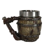 Rustic Western Cowboy Saloon Whiskey Barrel Coffee Mug With Shotgun Handle - $36.91 CAD