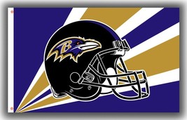 Baltimore Football Team Memorable Flag 3x5ft Ravens Helmet  - $335.24 MXN