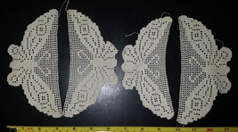 4 Vintage Handmade Crochet Matching Butterfly Design Doilies or Mats - £14.15 GBP