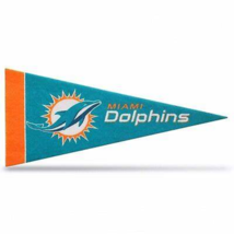 Miami Dolphins NFL Felt Mini Pennant 4&quot; x 9&quot; Banner Flag Souvenir NEW - £2.93 GBP