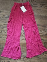 Savannah Morrow Deia Pant Flora Red Cotton Linen Wide Leg Slits $439 Sz ... - $39.59