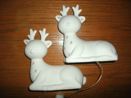 NEW Elements LED Ceramic Deer white w/ red lights set of 2 open box display - £15.99 GBP