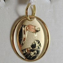 18K YELLOW GOLD PENDANT MEDAL REMEMBRANCE OF BAPTISM ENGRAVABLE MADE IN ... - $129.94
