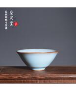 Light Blue Ru Kiln Style Handmade Ceramic Tea Bowl Chawan Porcelain Cup - €171,74 EUR