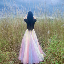 Rainbow Color Tulle Midi Skirt Women Custom Size Pastel Fluffy Tulle Skirt image 9