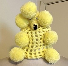 Vintage Handmade Crocheted Yellow Poodle Bathroom Tissue Cover Up - £21.67 GBP