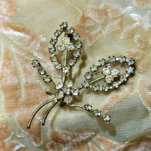 Silver Tone Brooch with Clear Rhinestones Made in Austria Vintage Jewelr... - £5.38 GBP
