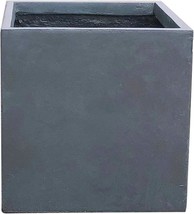 Kante 12 Inch Square Concrete Planter For Outdoor Indoor Home Patio, Charcoal - £40.23 GBP