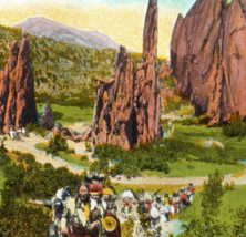 Native American Ceremonies The Garden Of The Gods Postcard Vintage Colorado - £12.74 GBP