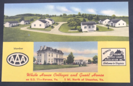 White House Cottages &amp; Guest House Motel Verona VA Virginia Linen Postcard - £5.74 GBP