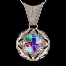 Phillip Sanchez Argent Sterling Grand Incrustation Pendentif 45.4gr - $419.67 CAD