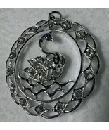 Sarah Coventry &quot;Swan Lake&quot; Vtg Silver Tone Decorated Swan Necklace Penda... - £3.92 GBP