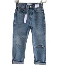 Topshop High Waist EDITOR Womens Jeans  2 W25 L30 Rigid Straight Leg Rip... - $23.38