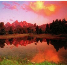 Sunrise on Teton Range Wyoming Naitonal Geographic Society Chrome Postcard T12 - £3.10 GBP