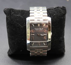 Caravelle New York Bulova Tank Silver Tone 43A118 Fresh Battery Keeps Time - $75.00