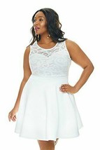 Fashion To Figure Women&#39;s Plus Size Allie Mesh Bodice Fit &amp; Flare Dress, 1X - £28.93 GBP