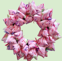 Pink Roses Floral Fabric Shabby Chic Wreath Door or Wall Decor - £41.09 GBP
