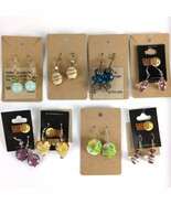 NEW 8 Pair Lot Art Glass Dangle Earrings, Safari Murano Purple Gold Pewt... - $1,041.06 MXN