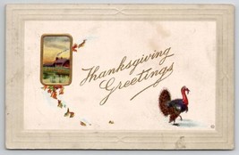 Thanksgiving Greetings Turkeys in Snow Fall Leaves 1916 Postcard J28 - $5.95