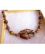 Vintage Graduated Bead Polished AGATE Stone Necklace - £19.23 GBP
