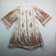 Lapogee Dress Womens Medium Peasant Tunic Flare 3/4 Sleeves Boho Hippie - £12.54 GBP