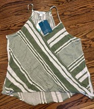 NEW Market &amp; Spruce Women’s Faux Wrap Tank Stripe Top Size Large Green/Ivory NWT - £34.40 GBP