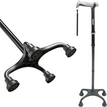 Natural Black Adjustable Quad Cane - Superior Support with Ergonomic Handle - $77.17